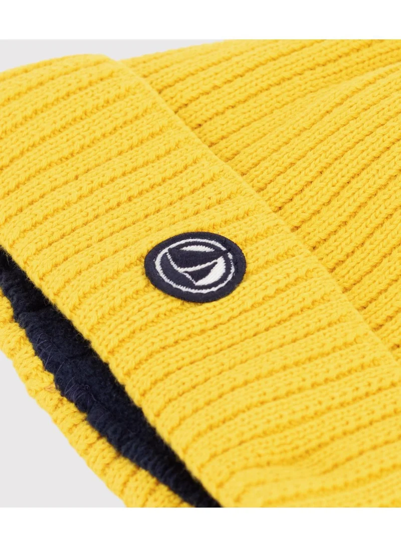 Petit Bateau Children's knitted beanie hat lined in polar fleece